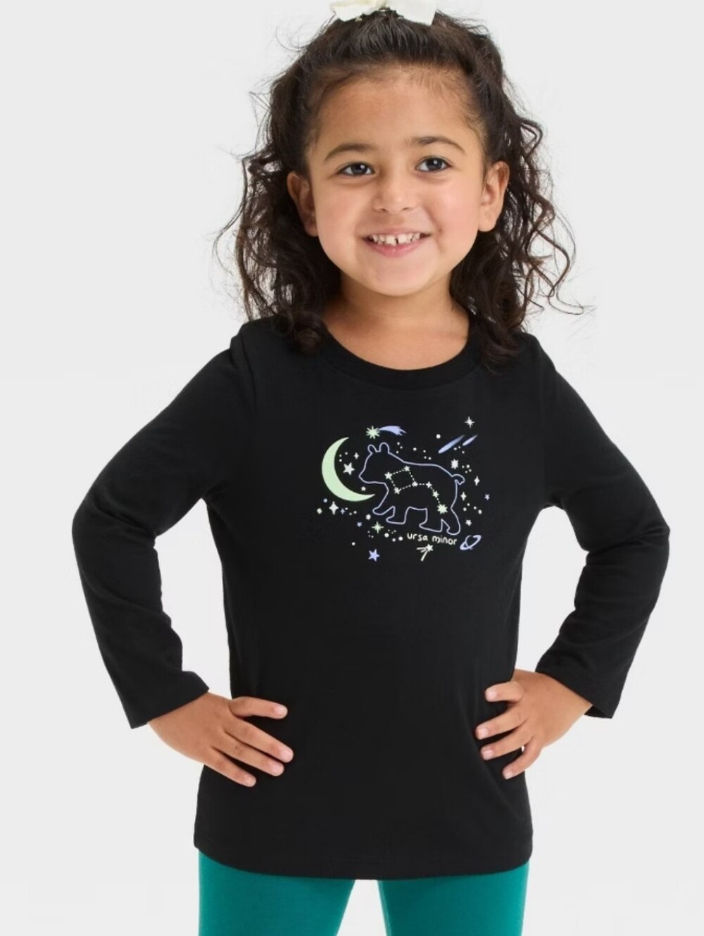 Toddler Girls' Long Sleeve Glow in the Dark Ursa Minor Graphic T-Shirt - 2T